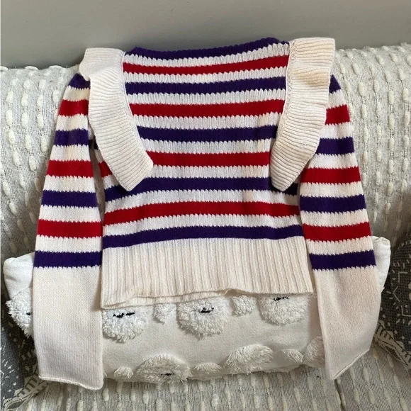 {Philosophy di Lorenzo Seraphini} Striped Ruffle Cashmere Sweater - Picture 6 of 16